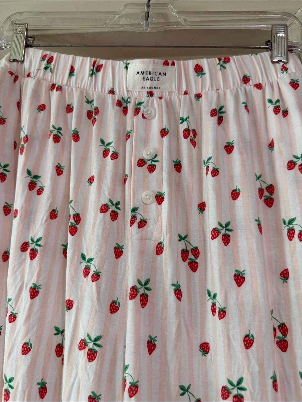 American Eagle Outfitters Pink Cherry-Print LS Top & Pants PJ Set Sz M. Box56 - Picture 3 of 4